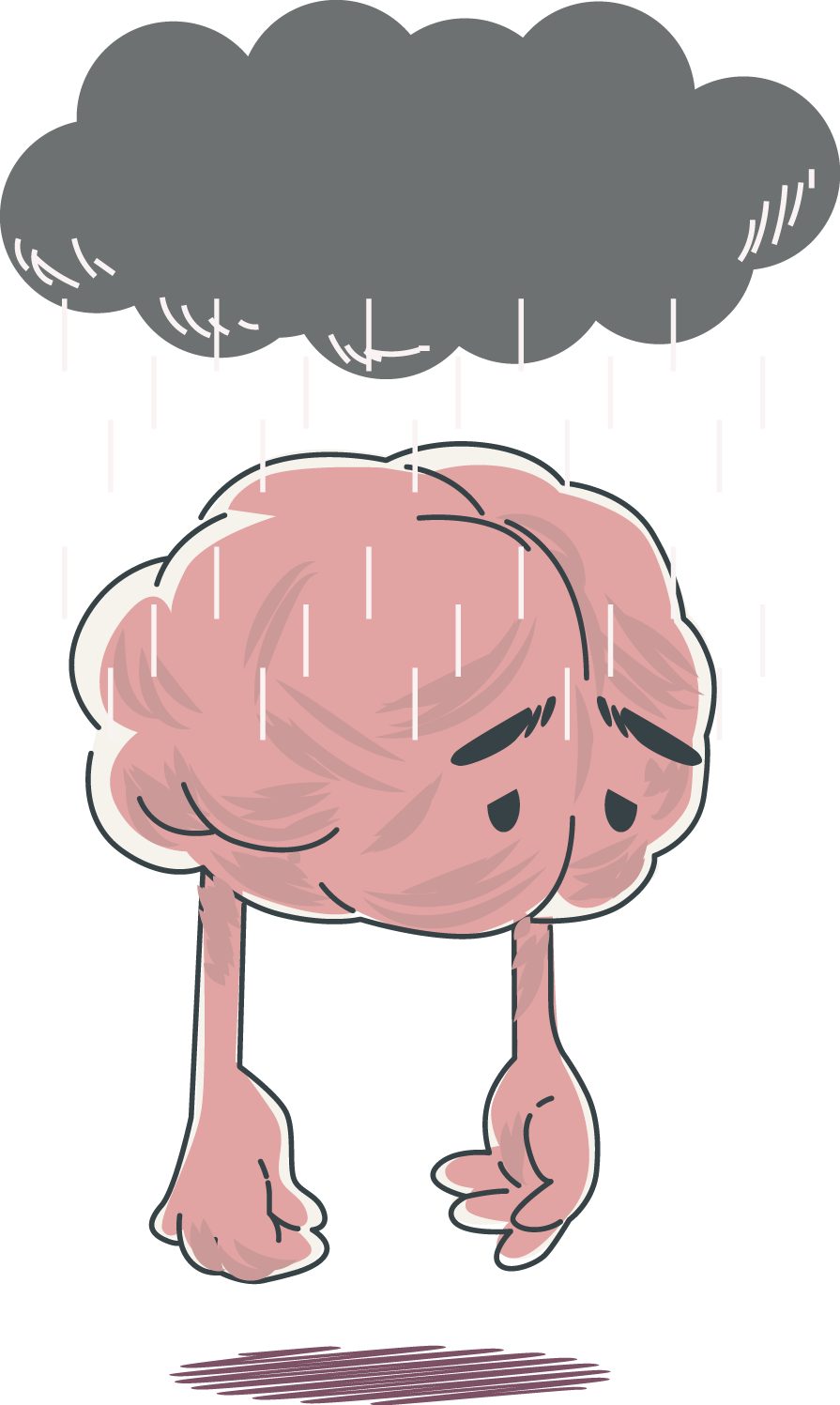 Petite mascotte illustrant un blocage émotionnel ou un mal-être.