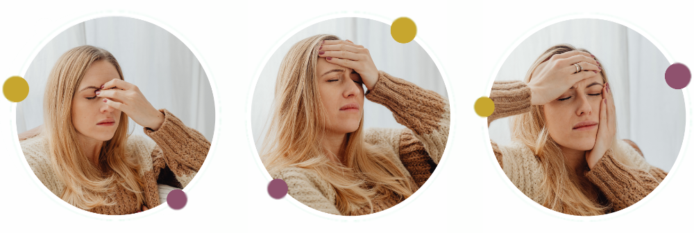 Femme exprimant des douleurs aux cervicales et migraine à Romagnat.